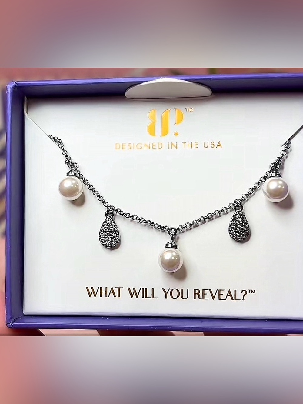 Bomb Party June 2026 Pearl Teardrop Necklace hematite